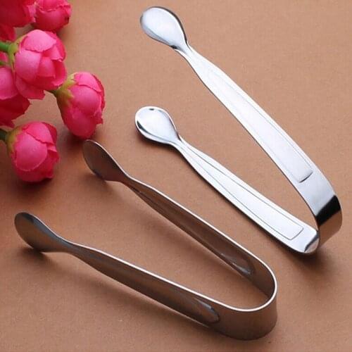 Silvery Stainless Steel Cube Sugar Tongs Ice Coffee Bar Buffet Kitchen Spoon 4
