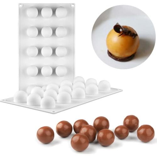 3D Silicone Molds Mini Truffle 15 Hole Round Ball Shaped Baking Moulds Cake Mold For Dessert Muffin Brownie Pudding
