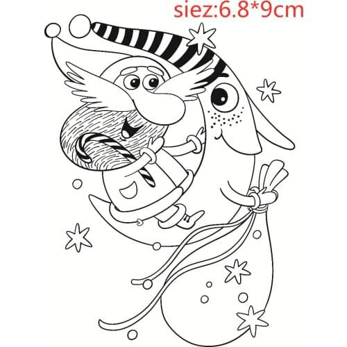 Cartoon Santa Claus Pattern Stamp And Metal Die Scrapbooking Alphabet Embossing Craft Making Silicone Transparent