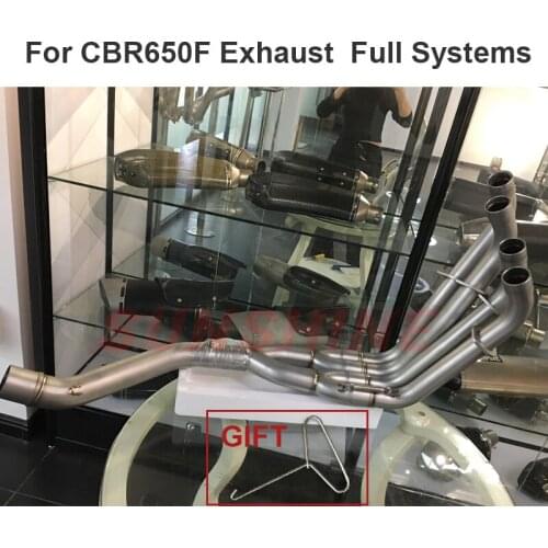 Slip on For Honda CBR650 CBR650F Exhaust Front Pipe Motorcross Full Systems Motorcycle Muffler Modified Stainless Steel Link