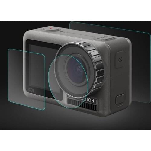 Glass Film for DJI Osmo Action Lens Front and Back LCD Display 9H 2.5D Tempered Glass Protector Guard