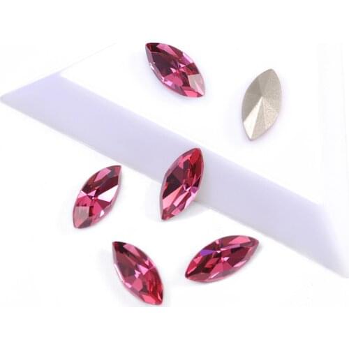 YANRUO 4200 Super Glitter Rose Color Navette Shape Rhinestones Popular Glass Crystal For Charms 3D Nails Art Decorations