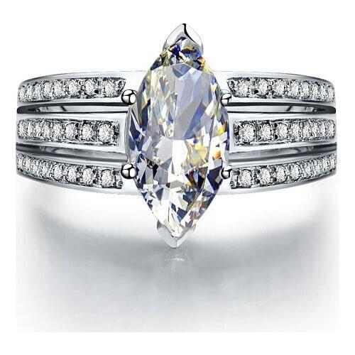High Quality 3Ct Marquis Cut Diamond Ring 925 Silver Ring Non-Allergy nor Tarnish splendid Jewelry