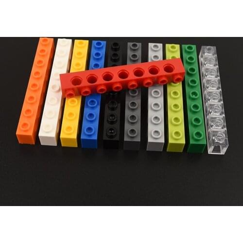 10PCS 3702 High-Tech Hole Brick 1 x 8 [7 Holes] Building block accessories parts MOC DIY Education Build Toys Bricks