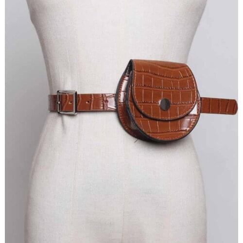 SeeBeautiful New Fashion 2020 Summer Autumn Metal Pin Buckle Personality Detachable PU Leather Bag Girdle Waist Belts Women N407