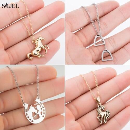 Personalize Animal Horse Pendant Necklaces for Women Men Jewelry Cute Horse Shoe Hoof Necklaces Collier femme Birdthday Gifts