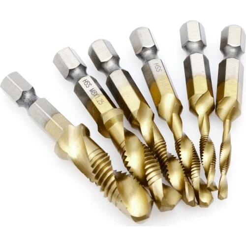 1 Set Hex Shank M3-M10 Titanium Plated HSS Hand Screw Thread Metric Tap Drill Bits L4MB