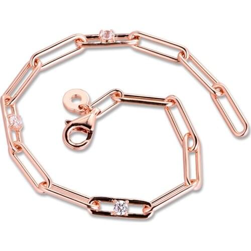 100% 925 Sterling Silver Jewelry Link Chain & Stones Bracelets For Women Wholesales Free Shipping