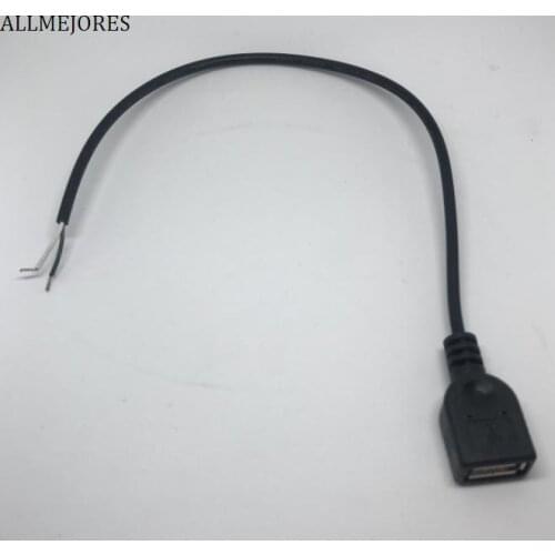 ALLEMEJORES 2pcs x USB Cable 30cm Length Female Connector Wire cable 2pin for DIY charger LED Light