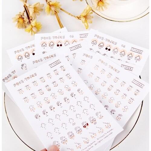 4pcs/Pack Face Expression Scrapbooking Deco Paper Stickers Label For DIY Stationery Diary Mobile Cup Adhesive Decoration Seal