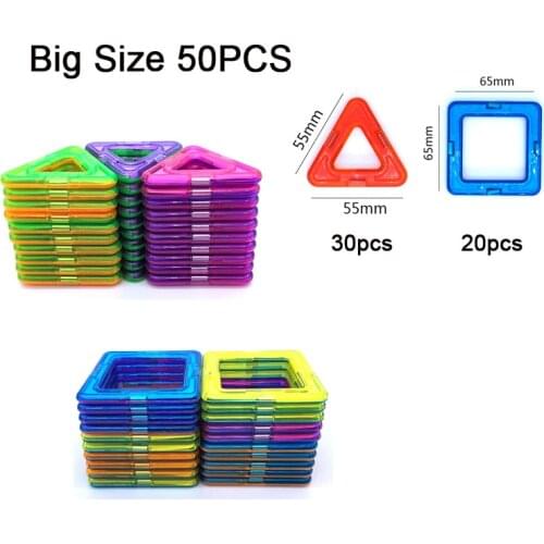 50pcs Designer Magnetic Blocks Big Size DIY Magnet Toys Pulling Magnetic Building Blocks Assembled Toys for Children Gifts