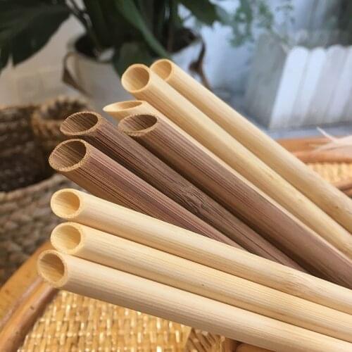 500pcs/lot Eco Friendly Reusable Straw 20cm Carbonized Bamboo Smoothie Straws Pointed Coffee Milk Drinking Straw