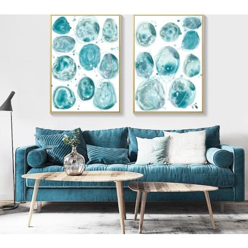 Abstract Lines Canvas Painting Blue Green Stone Pattern Nordic Poster Quadro Wall Pictures Gift Decoracion Home Decor Unframed