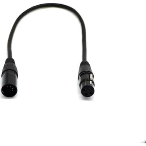 5-Pin Male to 3-Pin Female XLR Connector DMX Adapter Balanced Cable Lighting Accessory