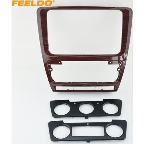 Mahogany Car Radio Stereo 2DIN Fascia Panel Refitting Frame Facia Trim Install Mount Kit For Skoda Octavia(10~13)Auto/Manual A/C