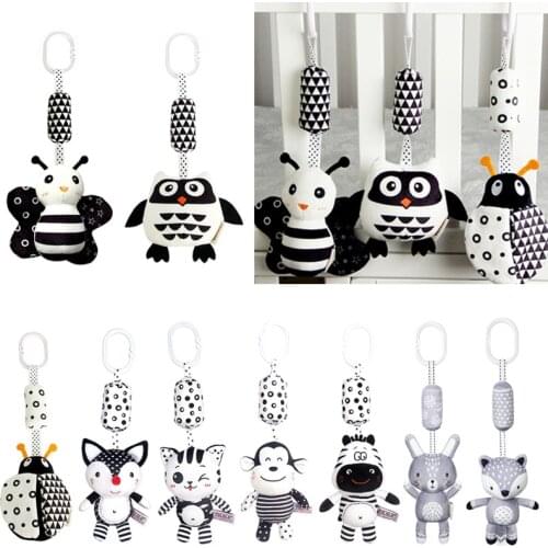 Baby Rattle Cartoon Animal Soft Stuffed Hanging Rattle Toys with Wind Chimes Newborn Mobile Rattles On the Crib Plush Toys