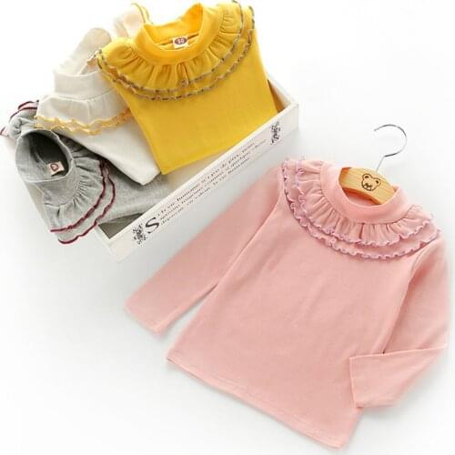 Girls Baby Bottoming Shirt 2019 New Solid Color Round Neck Childrens T-shirt Childrens Bottoming Shirt Girls T-shirt