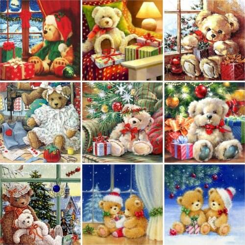 Evershine Diamond Painting Christmas Full Square 5D DIY Diamond Embroidery Cartoon Bear Beaded Mosaic Rhinestone Wall Art