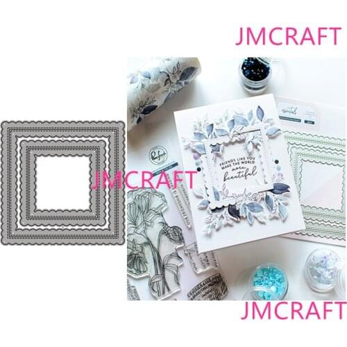 JMCRAFT 2021 Square Wavy Line Background #5 Metal Cutting Dies DIY Scrapbook Handmade Paper Craft Metal Steel Template Dies