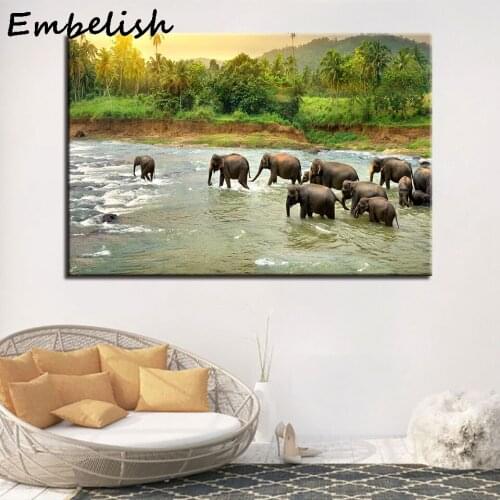 1 Pieces Wild Elephants HD Print Canvas Painting For Living Room Modern Home Decor Wall Posters Bedroom Frameworks