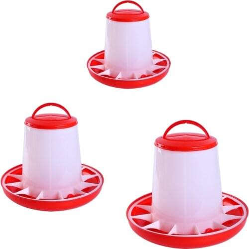Chicken Feeder Durable Automatic Poultry Food Dispenser with Handle Hanging Poultry Food Container with Handle