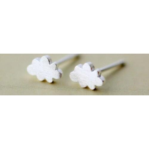 Daisies Real Pure 925 Sterling Silver Tiny Cloud Stud Earrings for Women Girls Party Gift Pendientes Jewelry Accessories