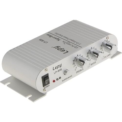 Mini Car Motorcycle Hi-Fi Stereo Audio Amplifier W/ Super Bass Out White