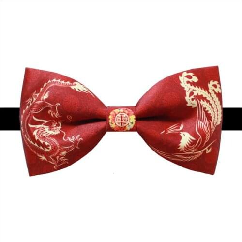 Chinese style bow tie Dragon phoenix bowtie Bridegroom Bow tie Men Wedding