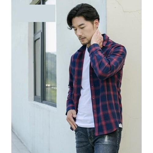 New arrival fashion large Men Flannel Long Sleeved Casual Shirts Plaid 100%cotton mens autumn plus size MLXL2XL3XL4XL5XL6XL