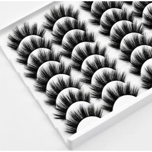 NEW Lashes 14Pairs 3D Faux Mink Lashes Fluffy Soft Wispy Volume Natural long False Eyelashes Eye Lashes Reusable Eyelashs Makeup