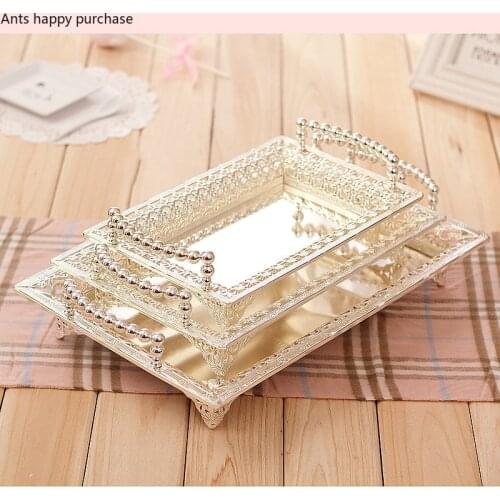 European Style Silver Plated Storage Tray Afternoon Tea Dessert Snack Tray Wedding Dessert Table Decoration Fruit Cake Pan