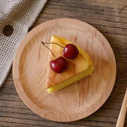 Practical Wooden Serving Plate, Round Wooden Serving Tray, Fruit Dessert Snacks And Cakes Candy Tray Bowls Fruit Plate Storage