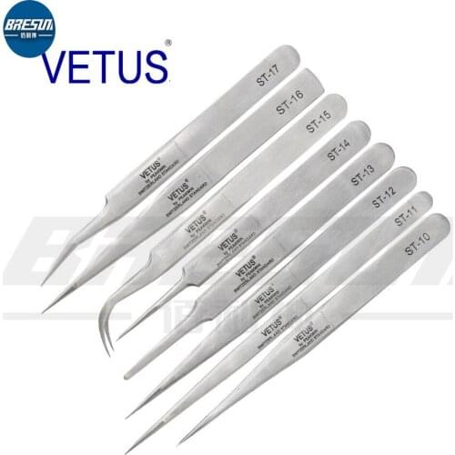 Precision Electronics Slender Pointed Stainless Steel Tweezers Clip VETUS ST-10/11/12/13/14/15