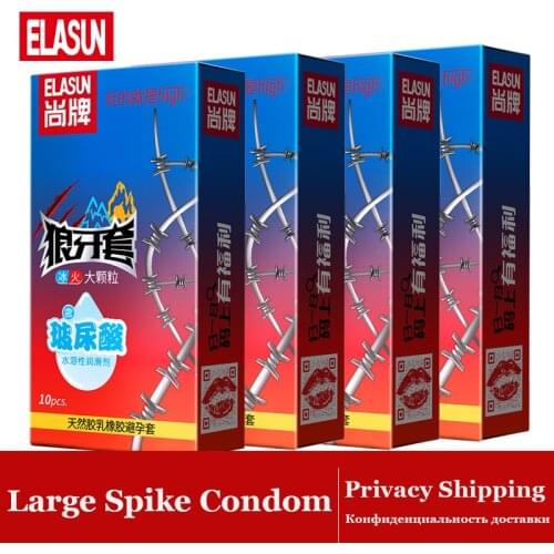 ELASUN Condoms with Large Particle Spike Ice Cooling Fire Warming G Point Natural Rubber Latex Penis Sleeve Condom For Man