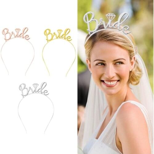 Silver Rose Gold Bridal Letter Headband Hen Party Night Wedding Bridal Shower Rhinestone Tiara Alloy Bachelorette Party Supplies