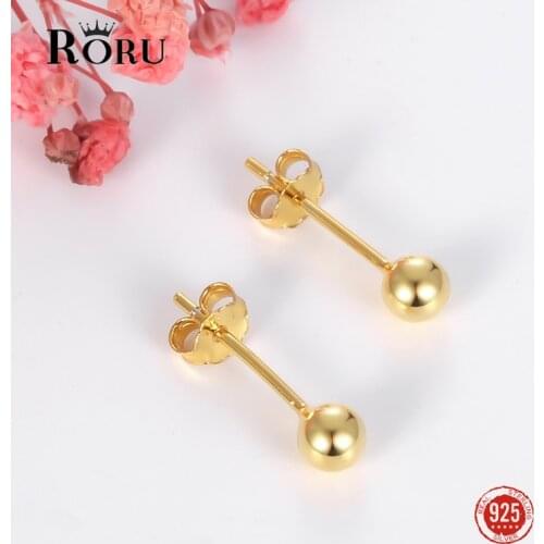 Genuine 100% 925 Sterling Silver Fashion Stud Earrings Cute Ball Earrings Simple Stud Earrings Gifts for Women Girls Jewelry