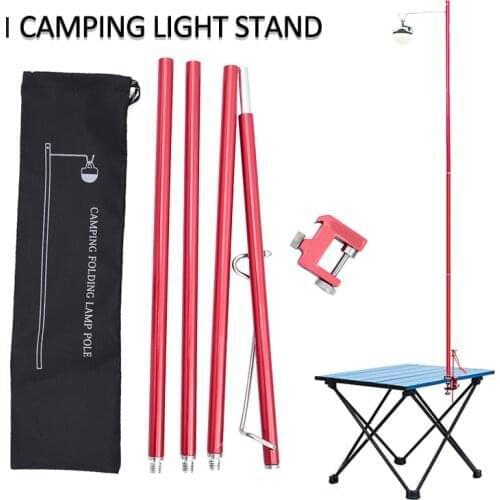 Outdoor Camping Hunting Hiking Folding Lamp Post Pole Aluminum Alloy Portable Tent Table Hanging Light Fixing Stand Hold