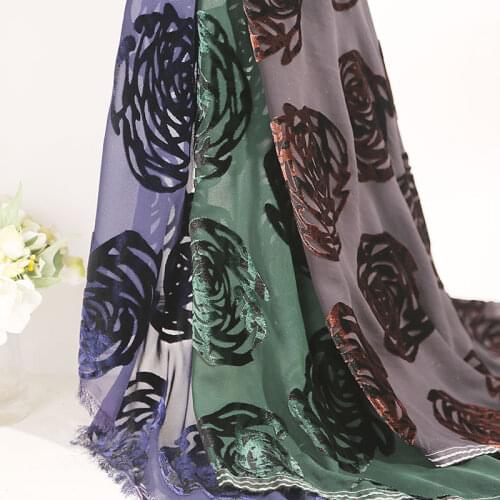 100cm*140cm Burnt-out Velvet Fabric Mulberry Silk Burnt Flowers Hollow Fabric by the meter for DIY Clothing