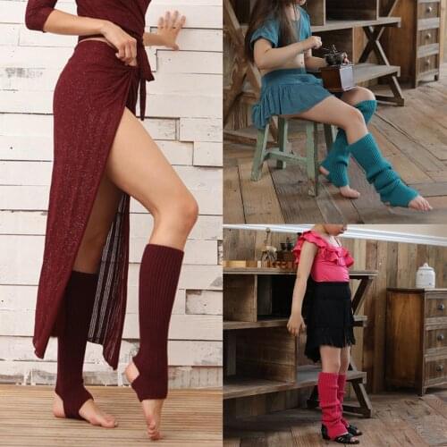 Women Girl Knitted Warm Knee High Stirrup Yoga Ballet Latin Modern Dance Winter Sports Socks For Women Leg Warmers Socks