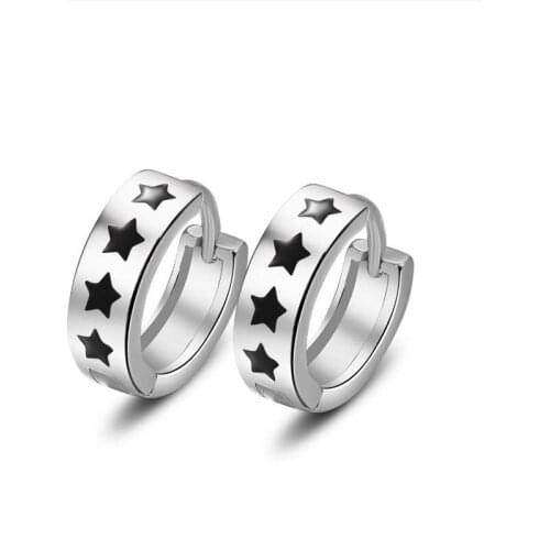 Everoyal Charm Lady Black Star Hoop Earrings Jewelry Female Fashion 925 Sterling Silver Earrings For Women Accessories Hot