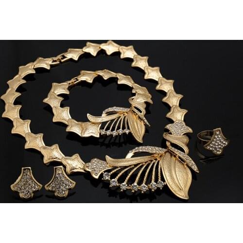 Indian jewelry dubai Gold-color jewelry women fashion necklace fine jewelry sets Gold-color jewelry sets