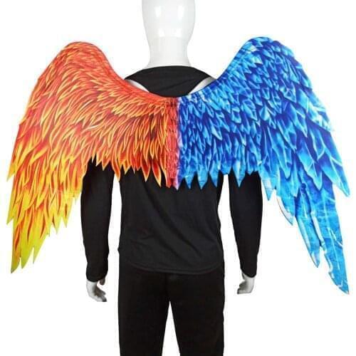 1 Halloween Cosplay Angel Wing Carnival Party Favors Shiny Printed Feathered Birds Wings Kids Adult Stage Performance Decoration