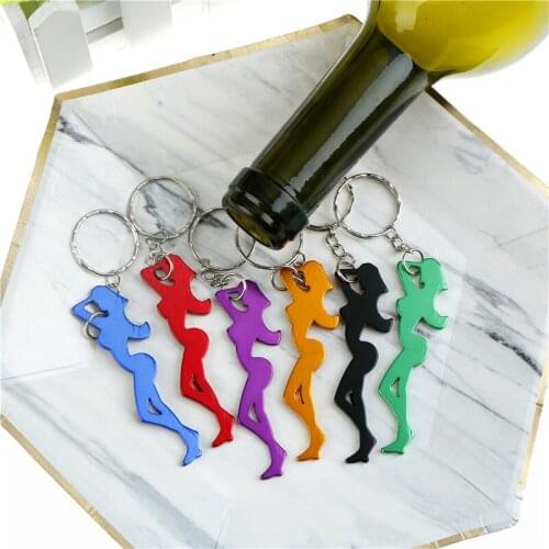 1pcs Fashion Beauty Shape Aluminum Alloy Bottle Opener Beer Keychain Portable Bar Tool