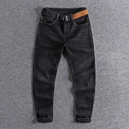 2020 Three dimensional cutting black jeans with velvet and thickening in winter wear high quality trouser 0722