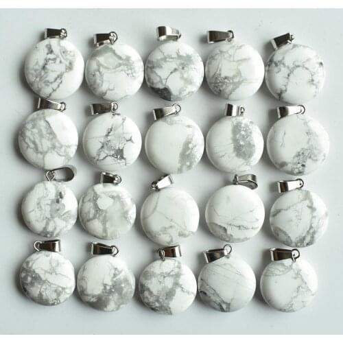 2020 Fashion natural white stone round shape charms pendants for DIY Necklace jewelry making 50pcs/lot Wholesale free shipping