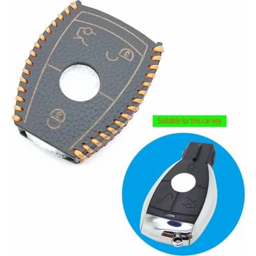 99% Praise Genuine Leather Car Key Case Cover Holder For Mercedes-Benz C300 E350 3 Buttons Intelligent Remote Key Fob