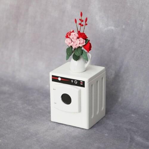 A05-X012 children gift Toy 1:12 Dollhouse mini Furniture Miniature rement Doll accessories wooden white drum washing machine 1pc