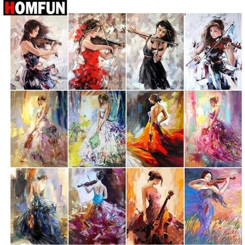 HOMFUN 5D Diy Diamond Painting Cross Stitch "Violin player woman" Home Decor Full Rhinestones Inlay Diamond Embroidery