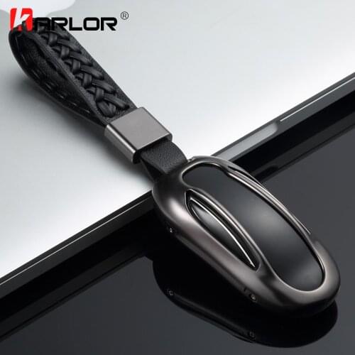 For Tesla Model X Remote Key Case Cover Shell Holder Bag Automobiles Aluminum Alloy + Leather Key Ring Auto Car Accessories
