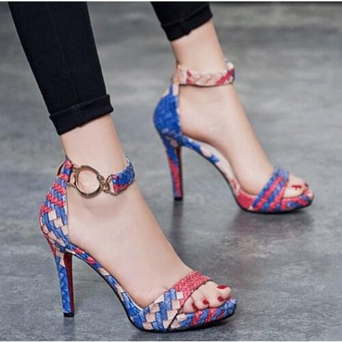 DEPKSLY laid High Sandals Women Cross-Tied Heels Ladies Ankle Strap Lace Up Party Bow High Shoes CF2023